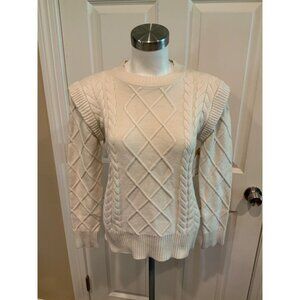 Raya Cream Cable Knit Crew Neck Sweater, Size XS, NWT!